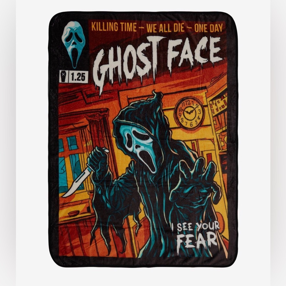 Ghost Face “I See Your Fear” Graphic Throw Blanket- New